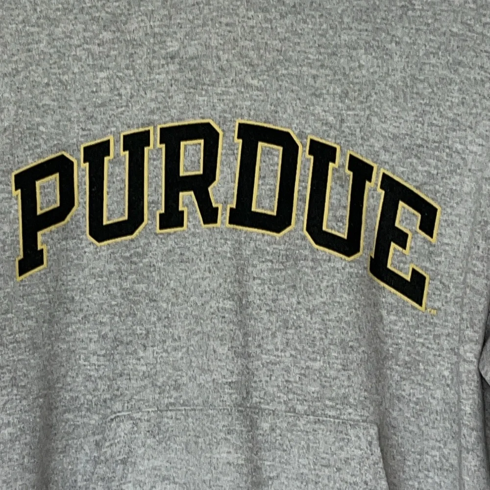 CHAMPION PURDUE BOILERMAKERS MENS GREY POWERBLEND TWILL LONG SLEEVE HOODIE sz S
